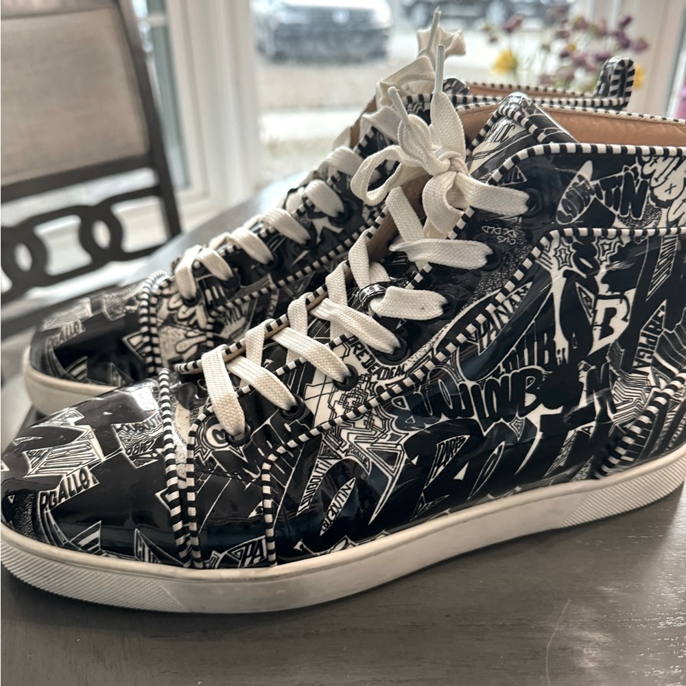 Christian Louboutin High Top Graffiti b&w sneakers